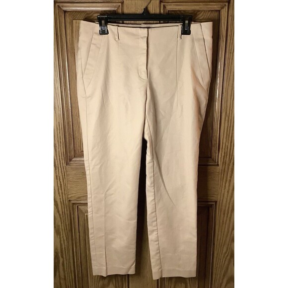 ZARA Size 8 Womens Flat Front Chino Ankle‎ Pants Straight Khaki Beige - Picture 1 of 6